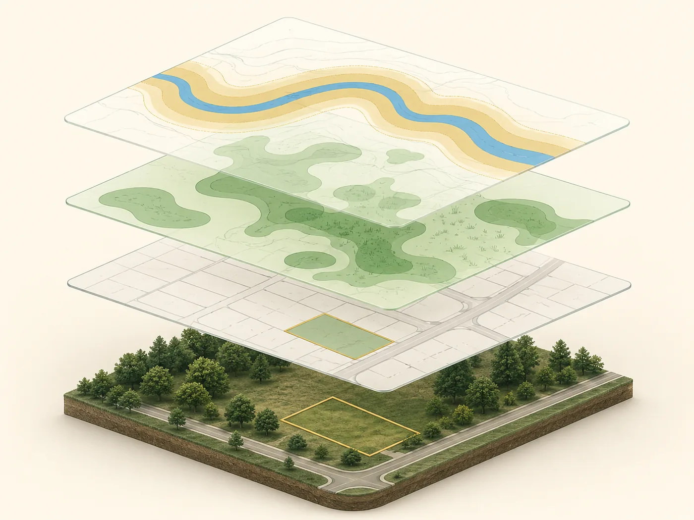 Layered GIS map of property constraints